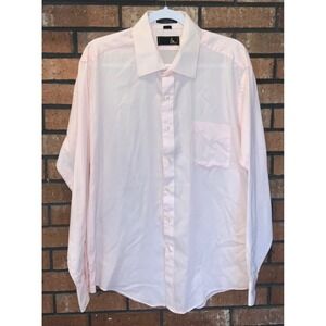 Ketch Mens Light‎ Pink Pinstripe Dress Shirt Long Sleeve Button Up Single Needle